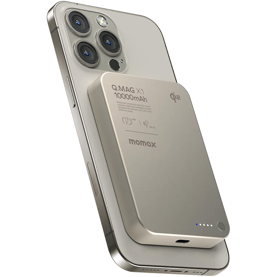 Повербанк MagSafe MOMAX Q.Mag X1 Qi2 20W 10000mAh Natural Titanium (IP136AQ2L)