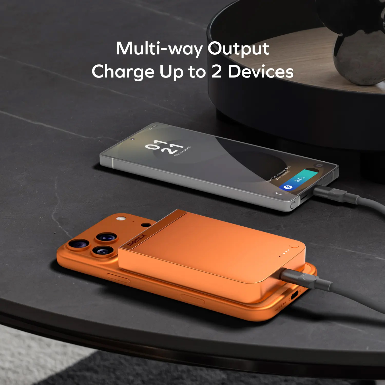 Повербанк с беспроводной зарядкой MOMAX 1-Power S.Pass Qi2 30W 10000mAh Orange (IP162Q2M)