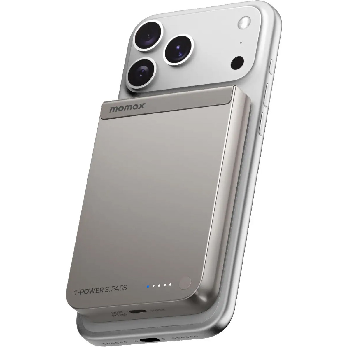 Повербанк с беспроводной зарядкой MOMAX 1-Power S.Pass Qi2 30W 10000mAh Titanium (IP162Q2L)