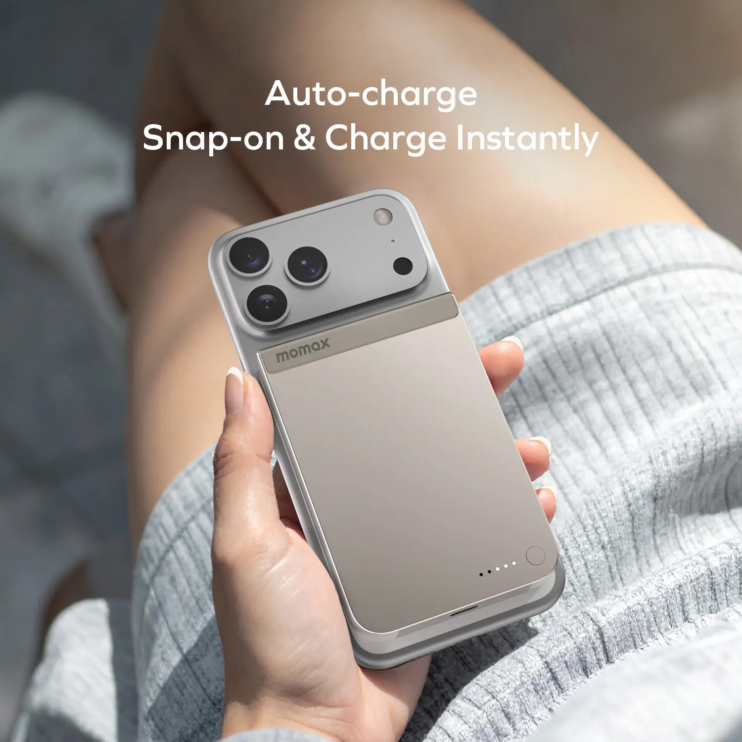 Повербанк с беспроводной зарядкой MOMAX 1-Power S.Pass Qi2 30W 10000mAh Titanium (IP162Q2L)
