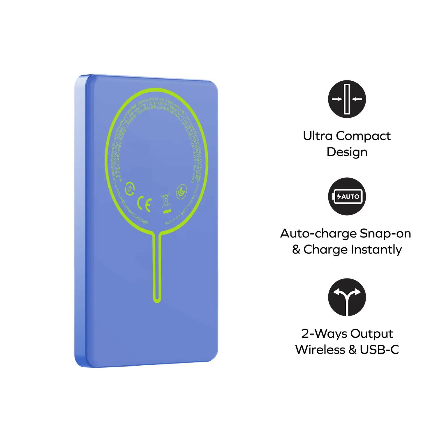 Повербанк с беспроводной зарядкой MOMAX 1-Power Pass Power Bank 20W 5000mAh Blue (IP135AB2)
