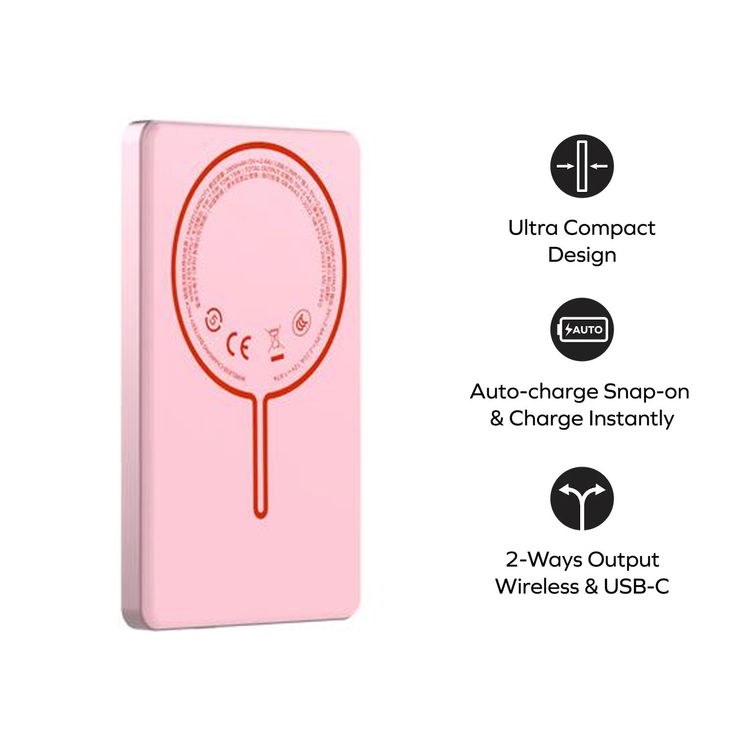 Повербанк с беспроводной зарядкой MOMAX 1-Power Pass Power Bank 20W 5000mAh Pink (IP135AP2)