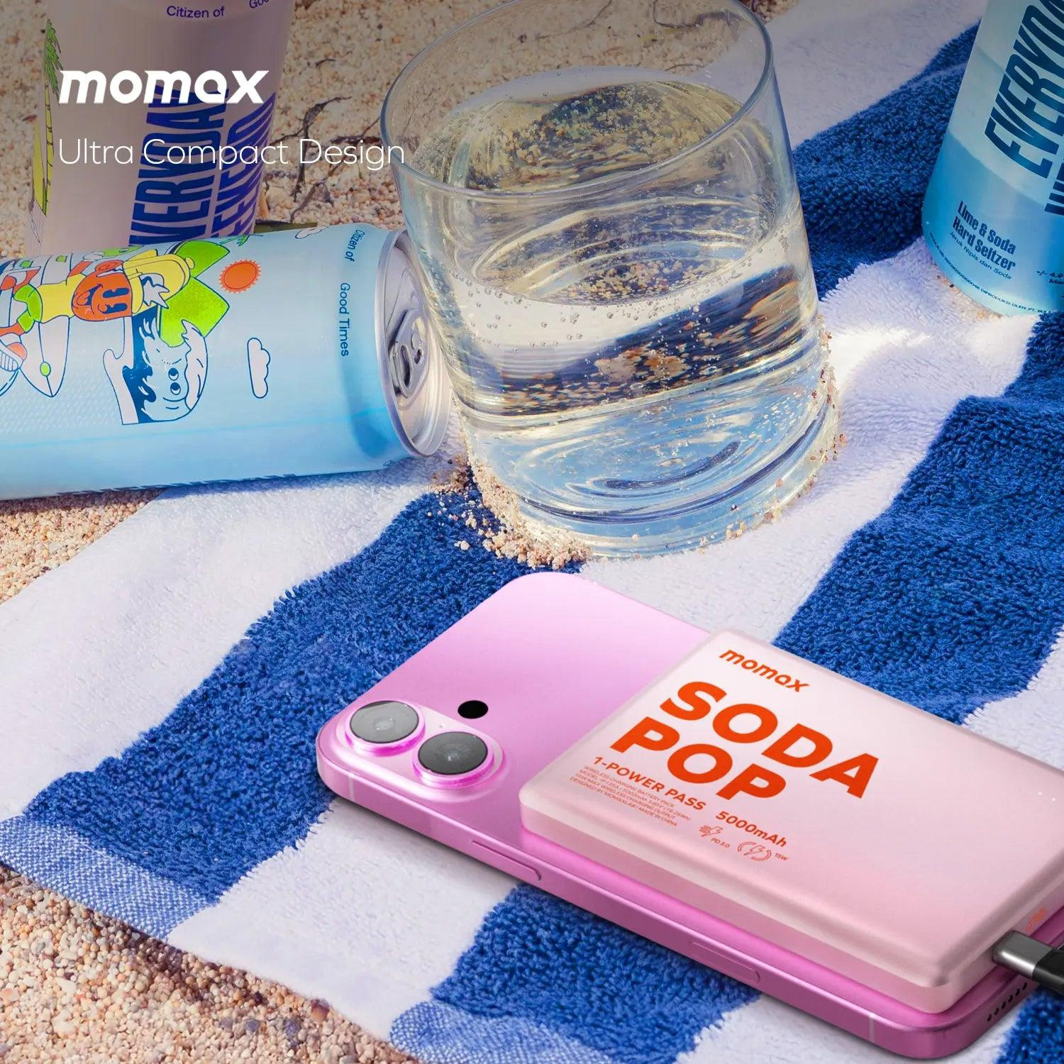 Повербанк с беспроводной зарядкой MOMAX 1-Power Pass Power Bank 20W 5000mAh Pink (IP135AP2)