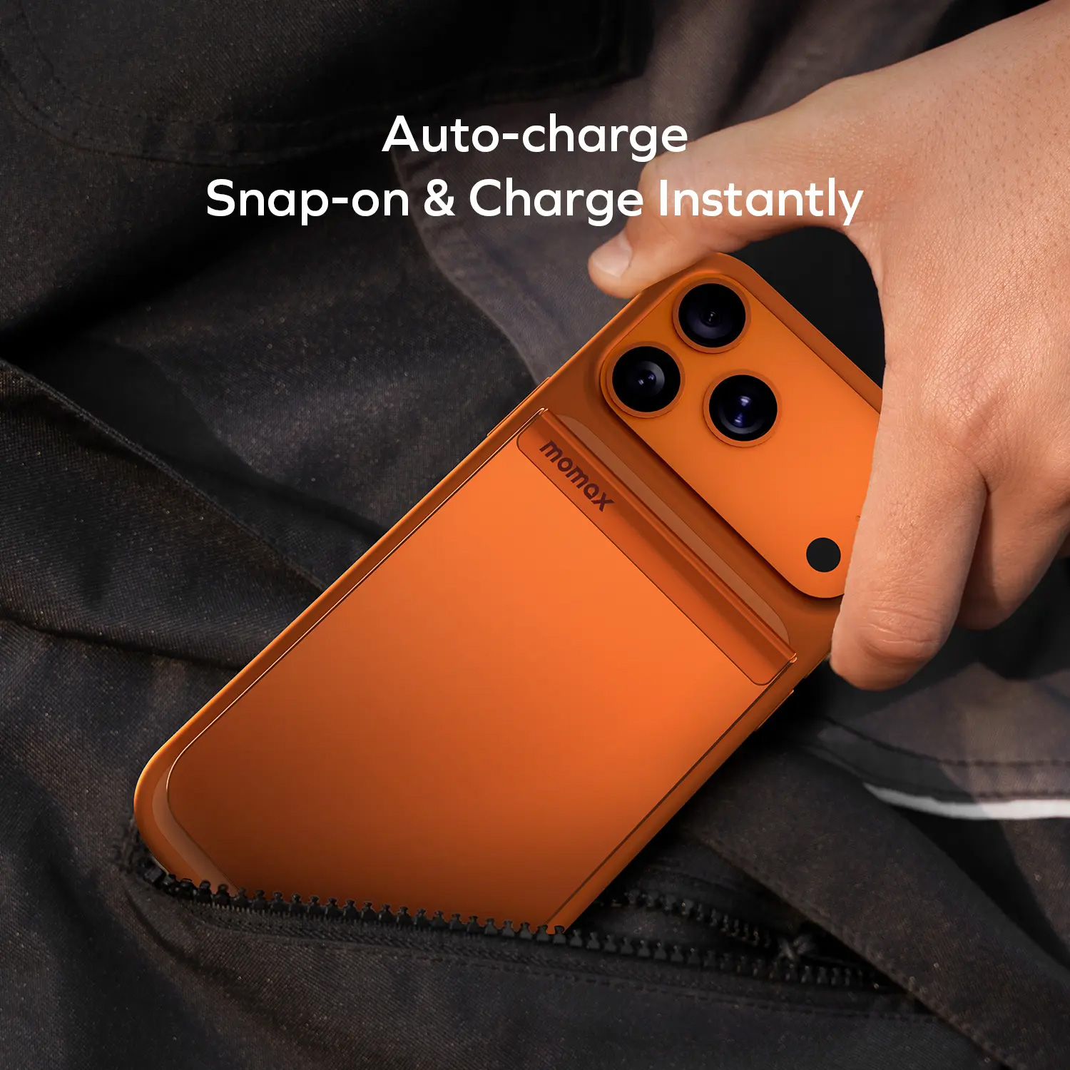Повербанк с беспроводной зарядкой MOMAX 1-Power S.Pass Qi2 20W 5000mAh Solar Orange (IP161Q2M)
