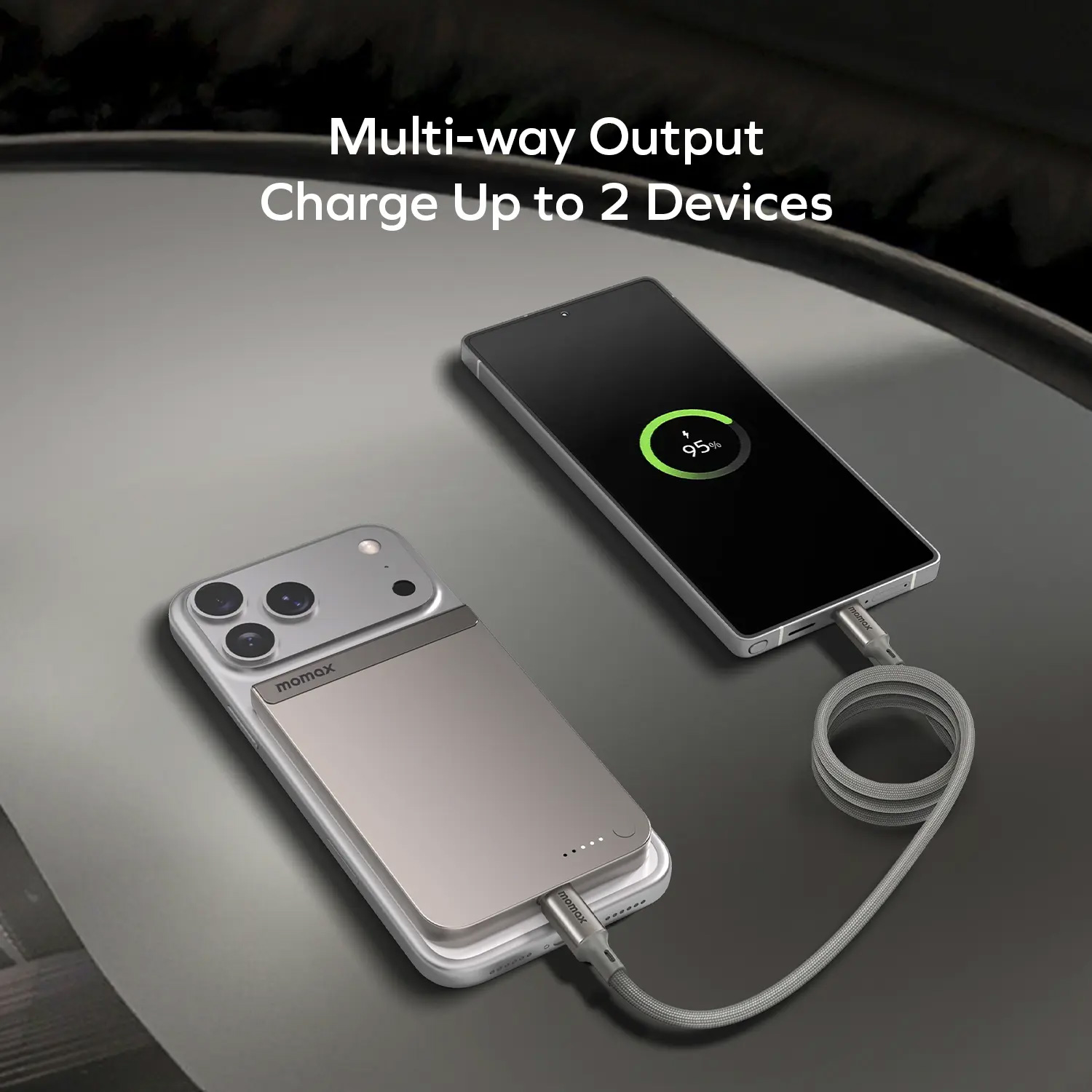 Повербанк с беспроводной зарядкой MOMAX 1-Power S.Pass Qi2 20W 5000mAh Titanium (IP161Q2L)