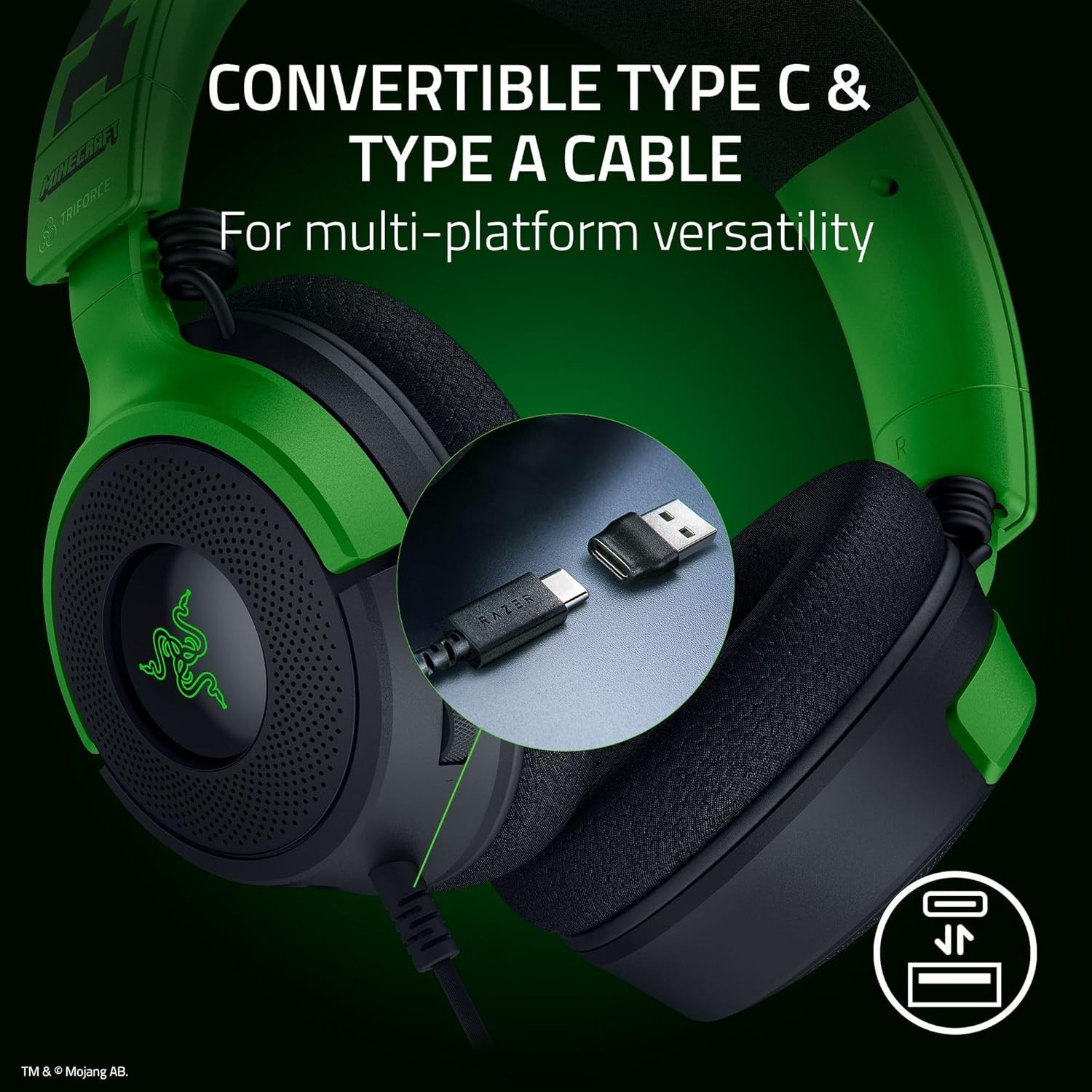 Навушники геймерскі RAZER Kraken V4 X Minecraft Edition (RZ04-05180200-R3M1)