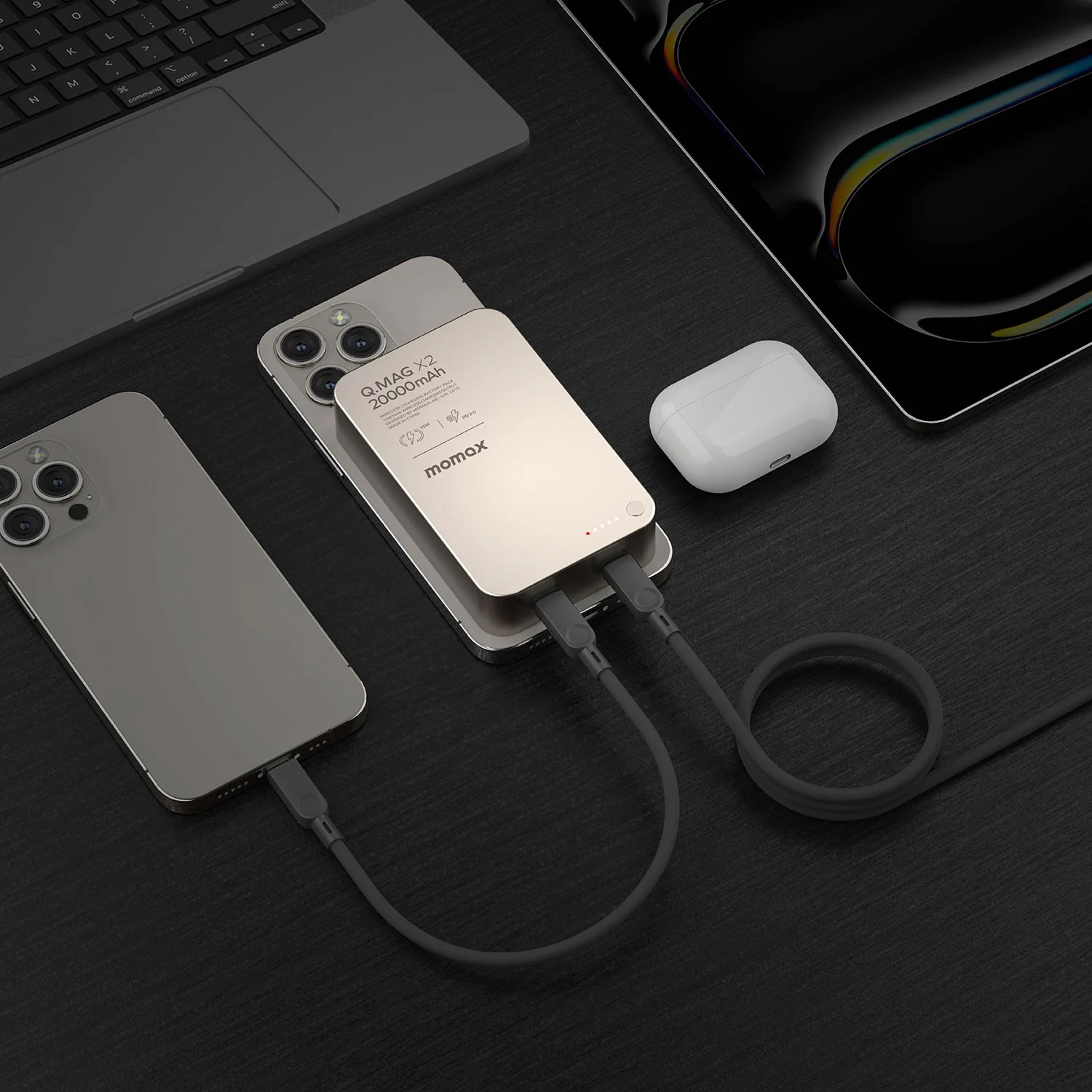 Повербанк MagSafe MOMAX Q.Mag X2 35W 20000mAh Titanium (IP133E)