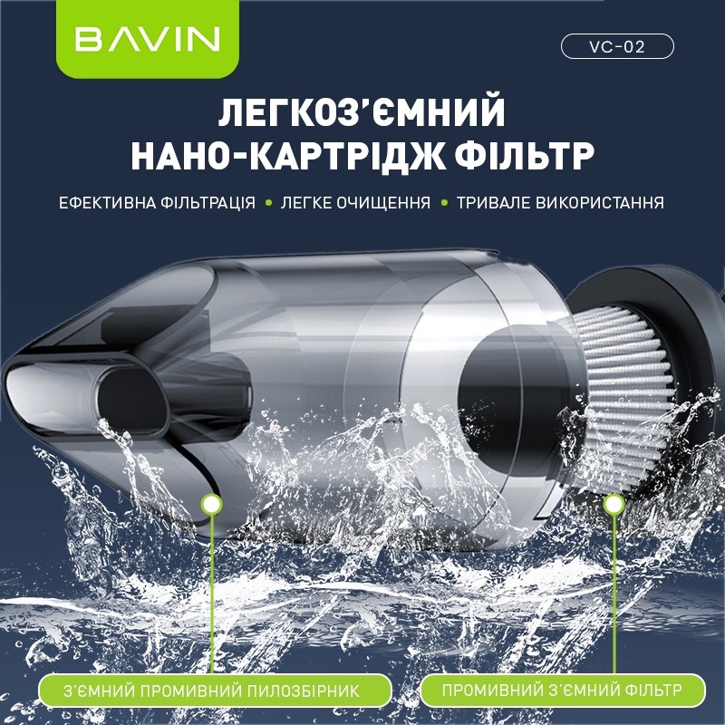 Пилосос автомобільний BAVIN VC02 White