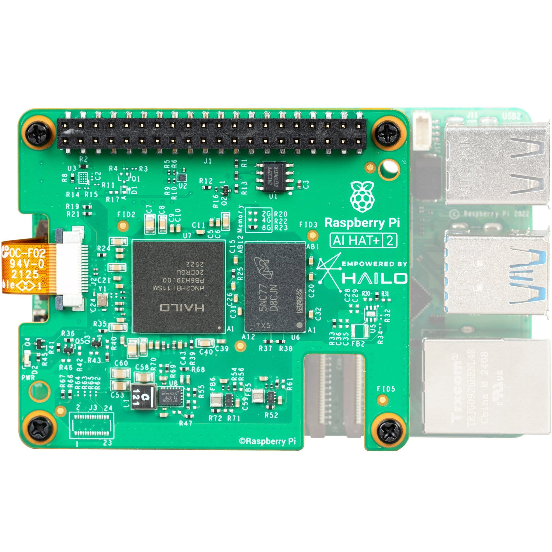 Плата розширення RASPBERRY PI AI HAT+ 2 40 TOPS (SC2166)
