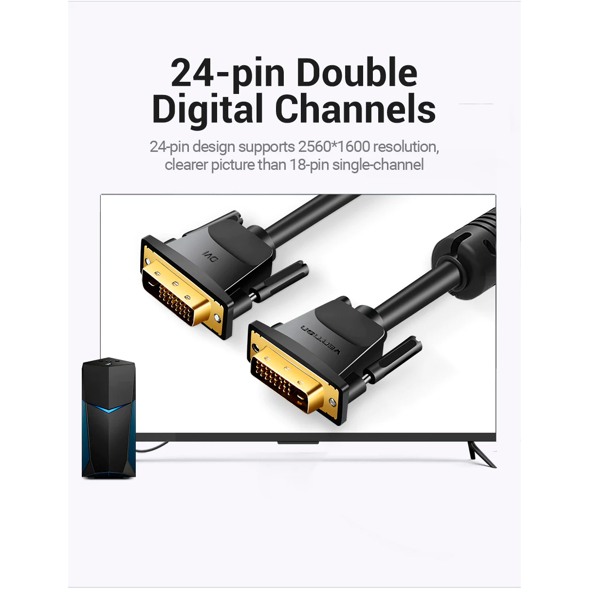Кабель VENTION DVI 3м Black (EAABI)