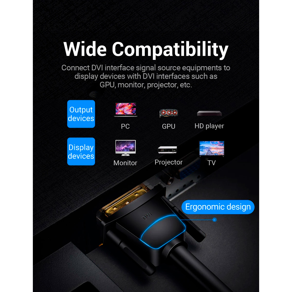 Кабель VENTION DVI 3м Black (EAABI)