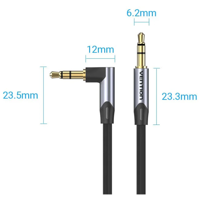 Кабель VENTION Male to Male Angled Audio Cable mini-jack 3.5mm 1м Black (BANHF)