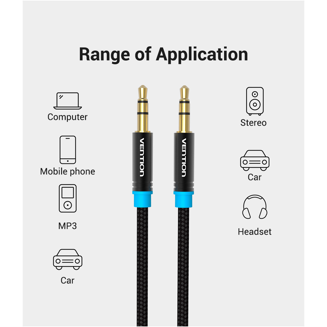 Кабель VENTION mini-jack 3.5mm 2м Black (P350AC200-B-M)