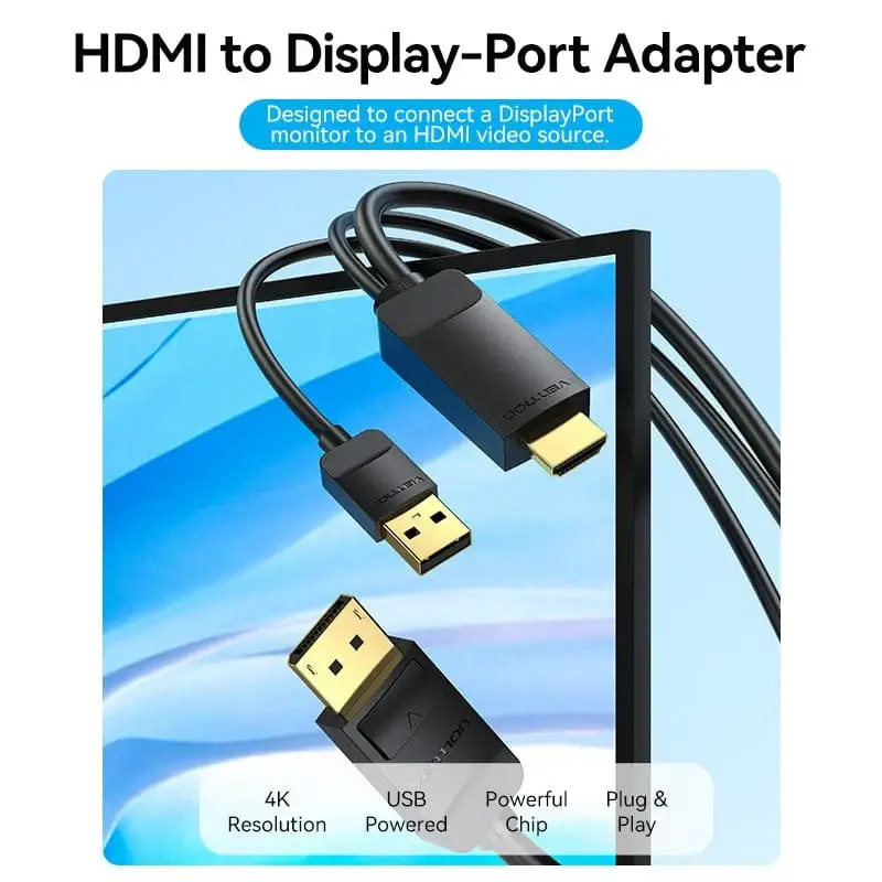 Кабель VENTION HDMI - DisplayPort v2.0 1.5м Black (ABJBG)