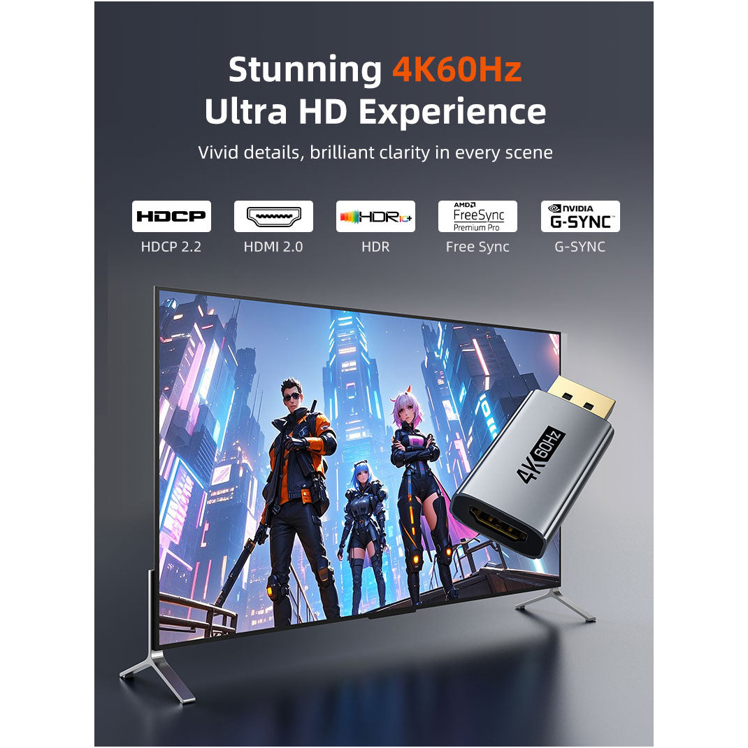 Адаптер CABLETIME 4K@60Hz DisplayPort - HDMI Black (CP21A)