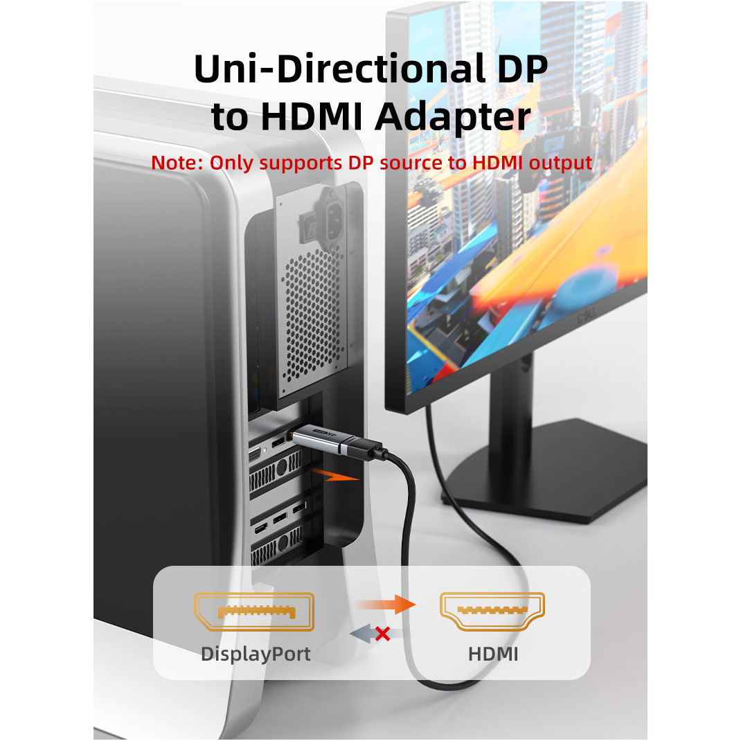 Адаптер CABLETIME 4K@60Hz DisplayPort - HDMI Black (CP21A)