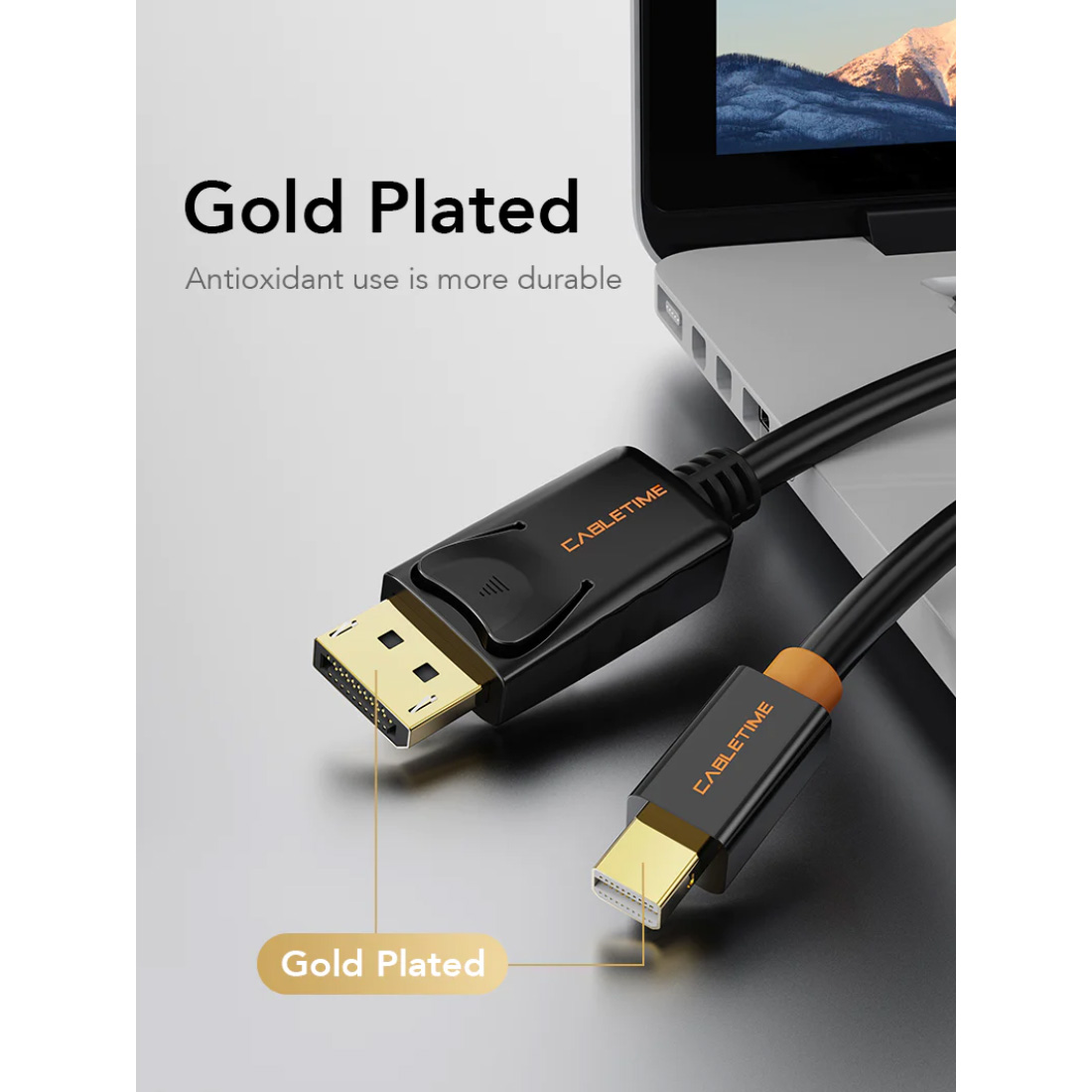 Кабель CABLETIME 4K@60Hz Mini DisplayPort - DisplayPort 2м Black (CD49L)