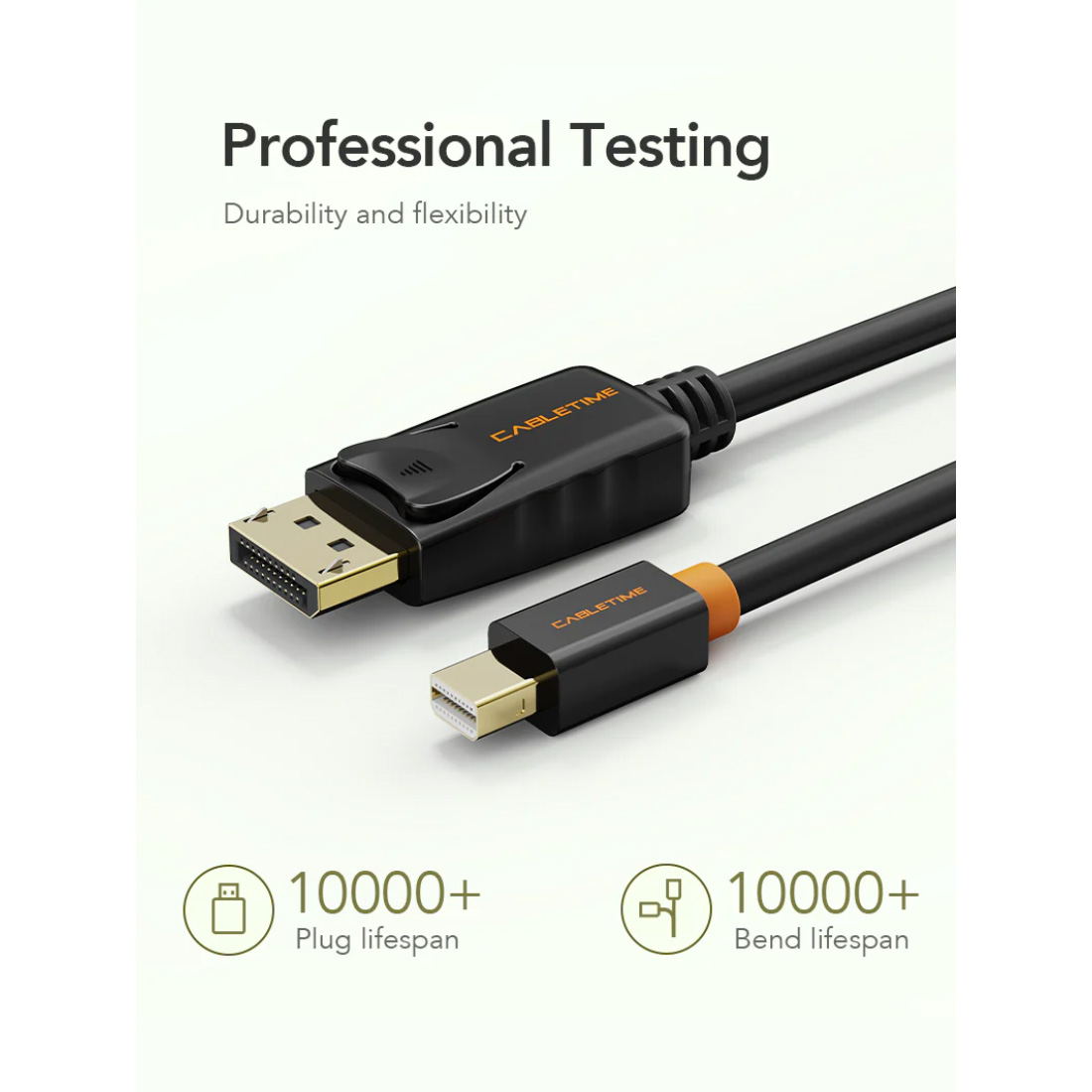Кабель CABLETIME 4K@60Hz Mini DisplayPort - DisplayPort 2м Black (CD49L)