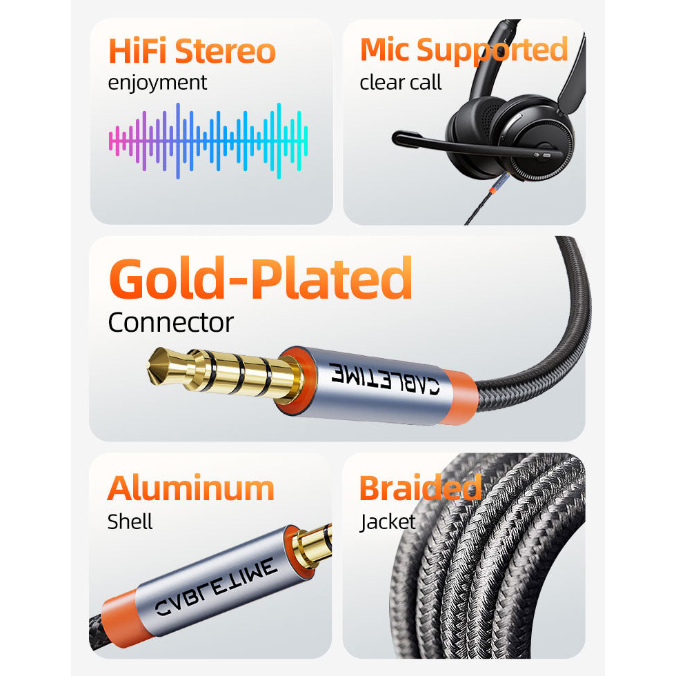 Кабель CABLETIME mini-jack 3.5mm 1.5м Black (CF18J)