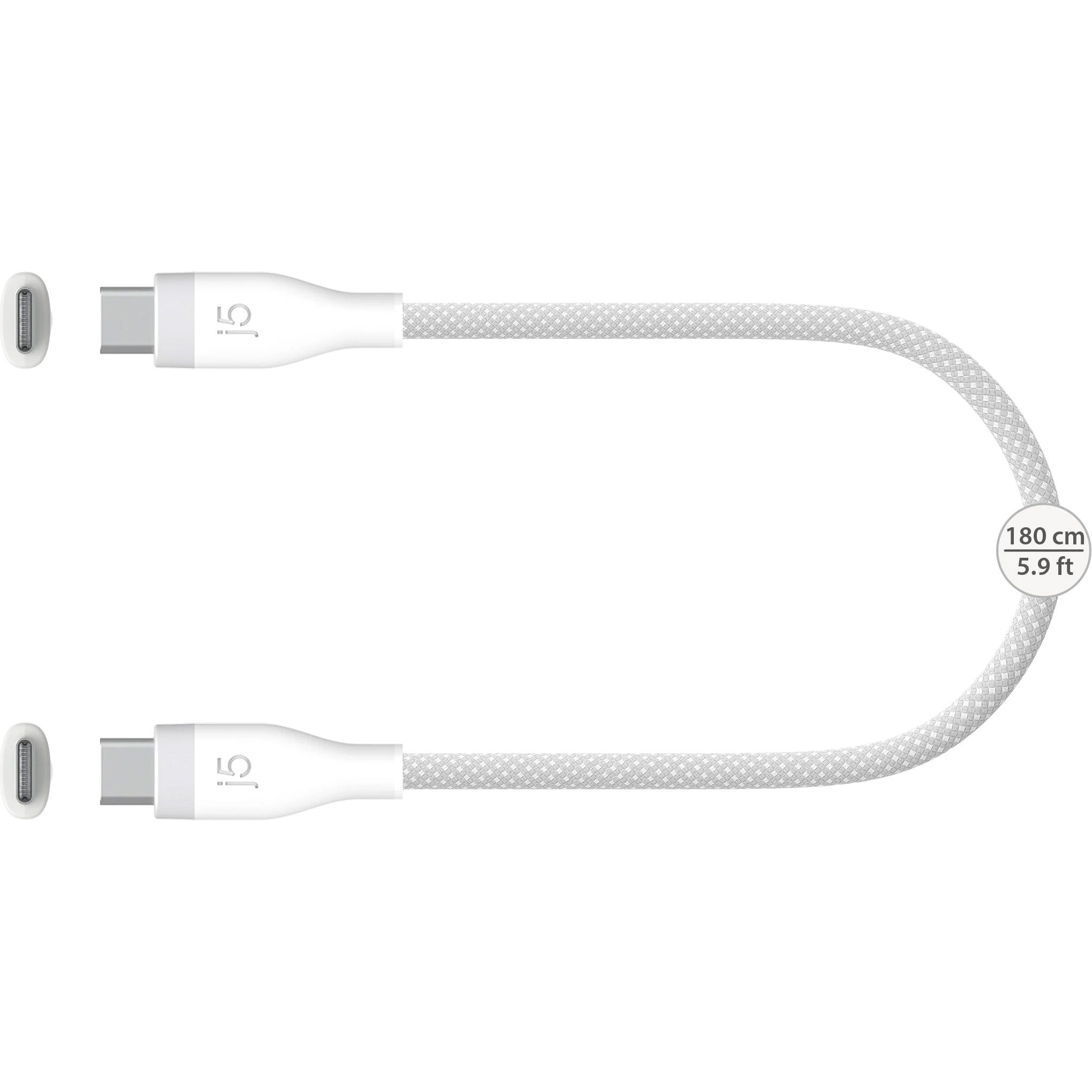 Кабель J5CREATE USB-C 60W Liquid Silicone Fast Charging Cable 1.8м White (JUCX18L18W-N)