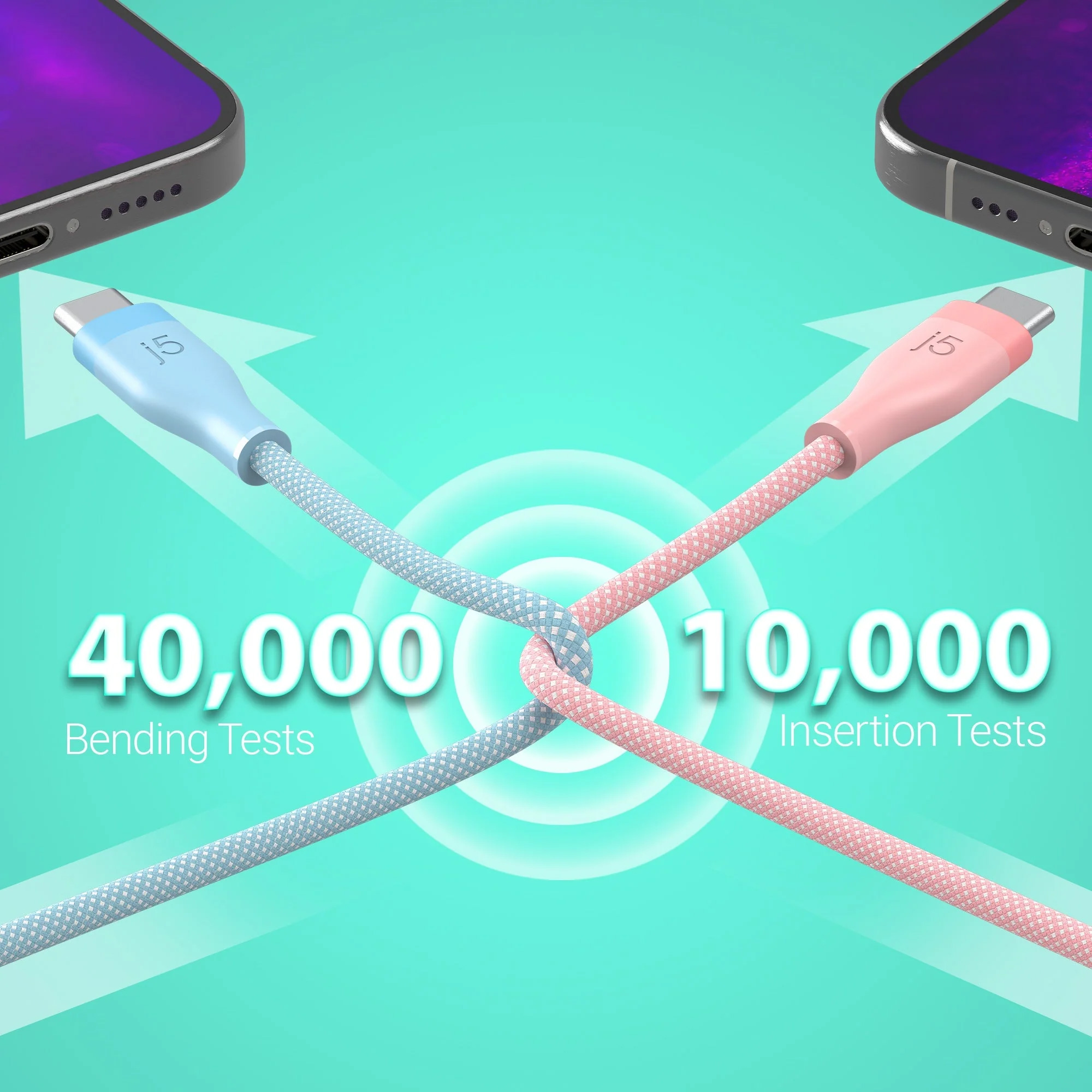 Кабель J5CREATE USB-C 60W Liquid Silicone Fast Charging Cable 1.8м White (JUCX18L18W-N)