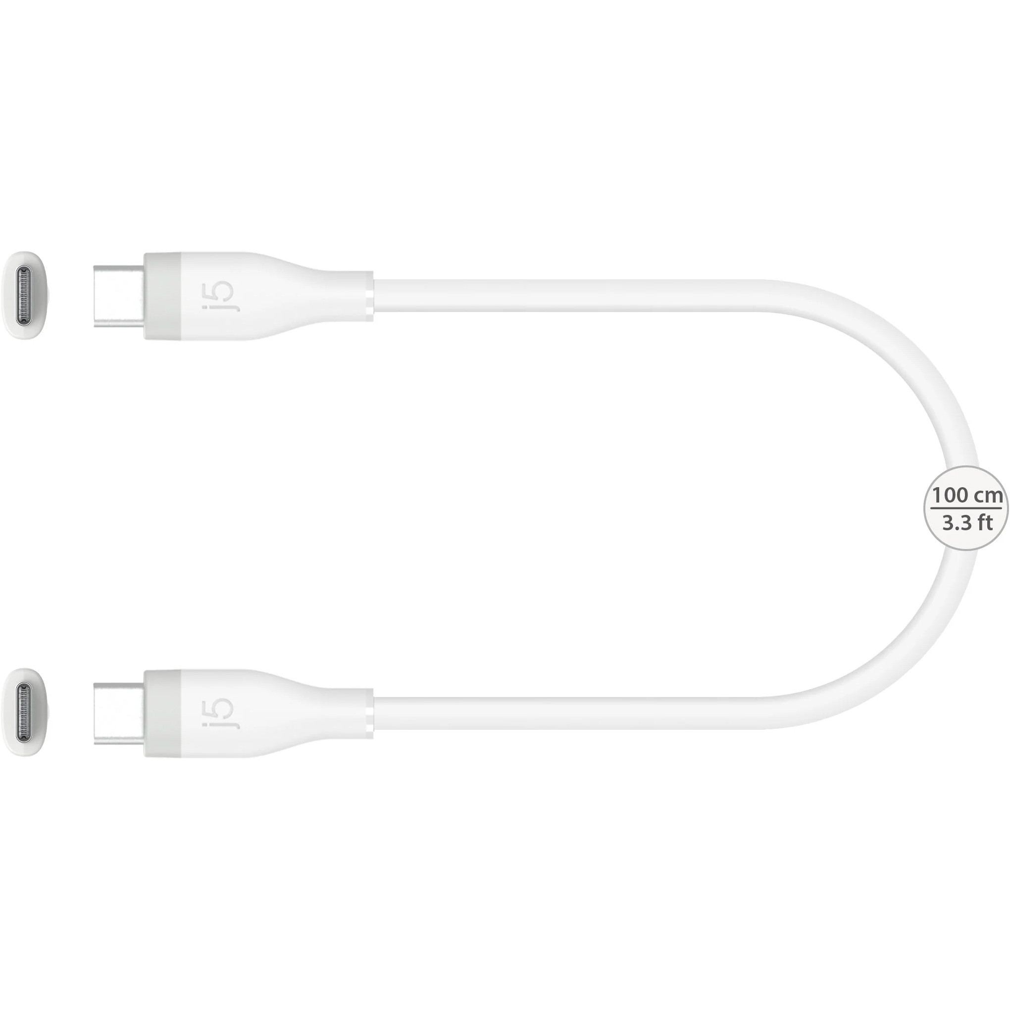Кабель J5CREATE USB-C 60W Liquid Silicone Fast Charging Cable 1м White (JUCX17W-N)