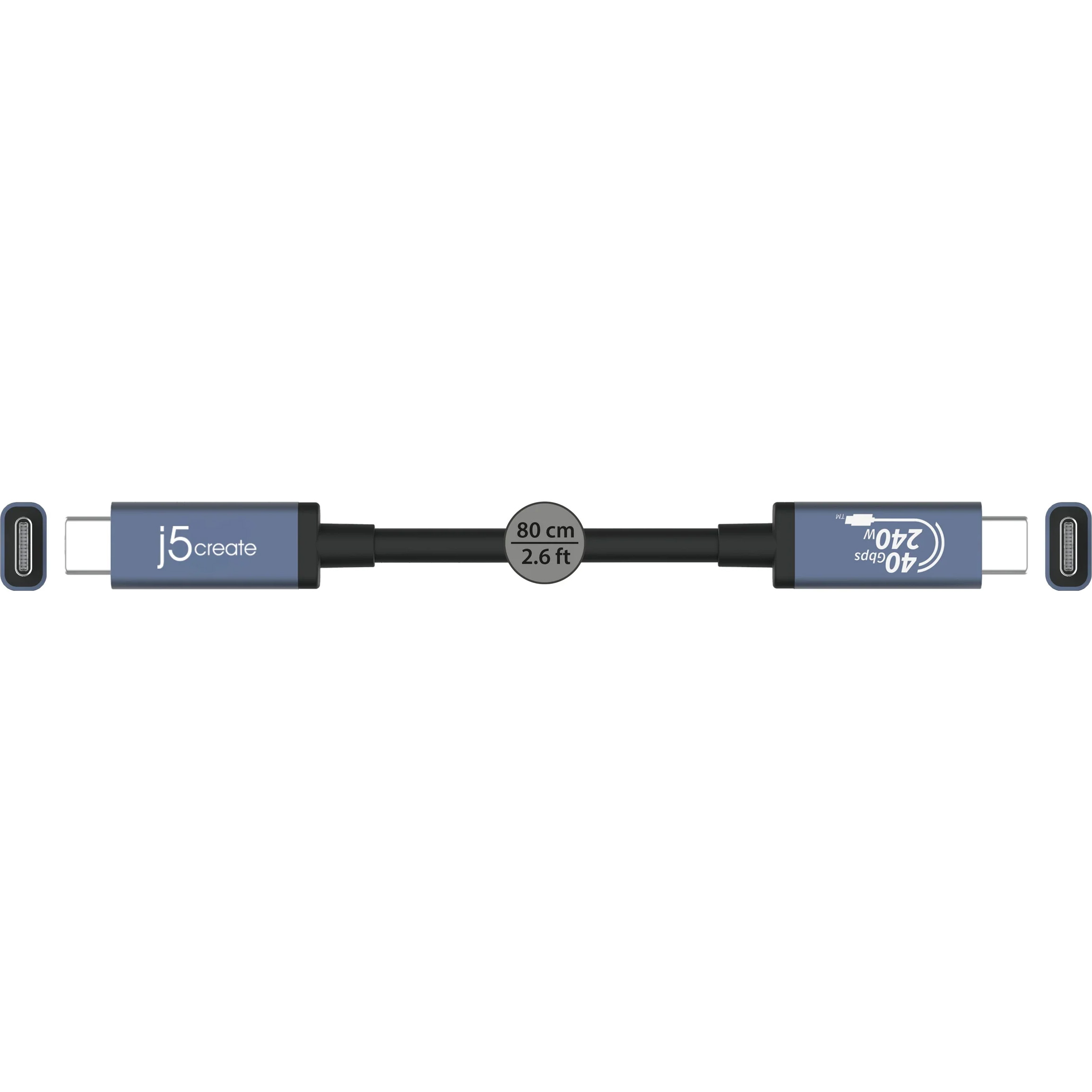 Кабель J5CREATE USB4 40Gbps 240W 0.8м (JUC29L08-N)