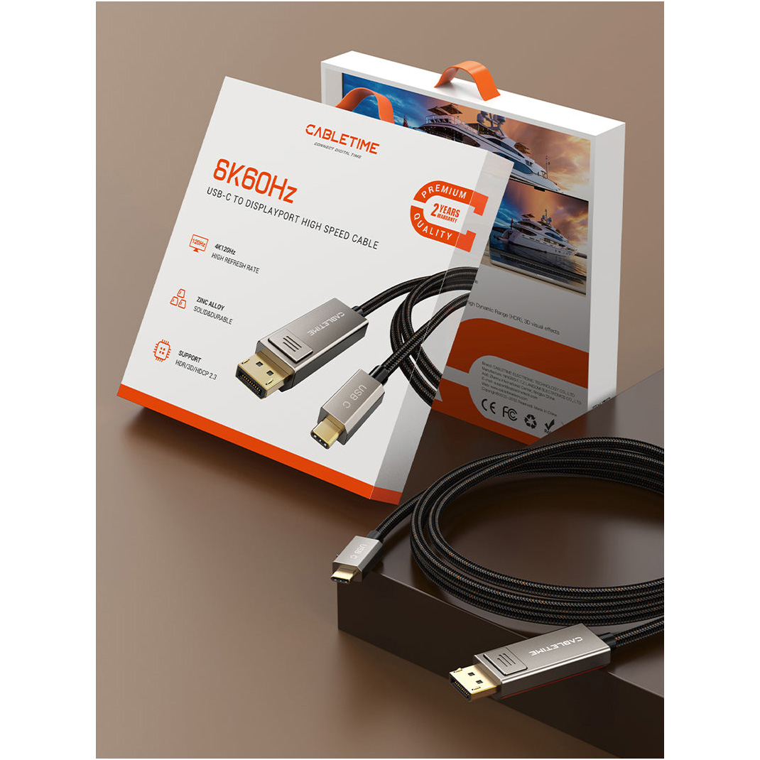 Кабель CABLETIME USB-C to DisplayPort 1м Black (CC22H)