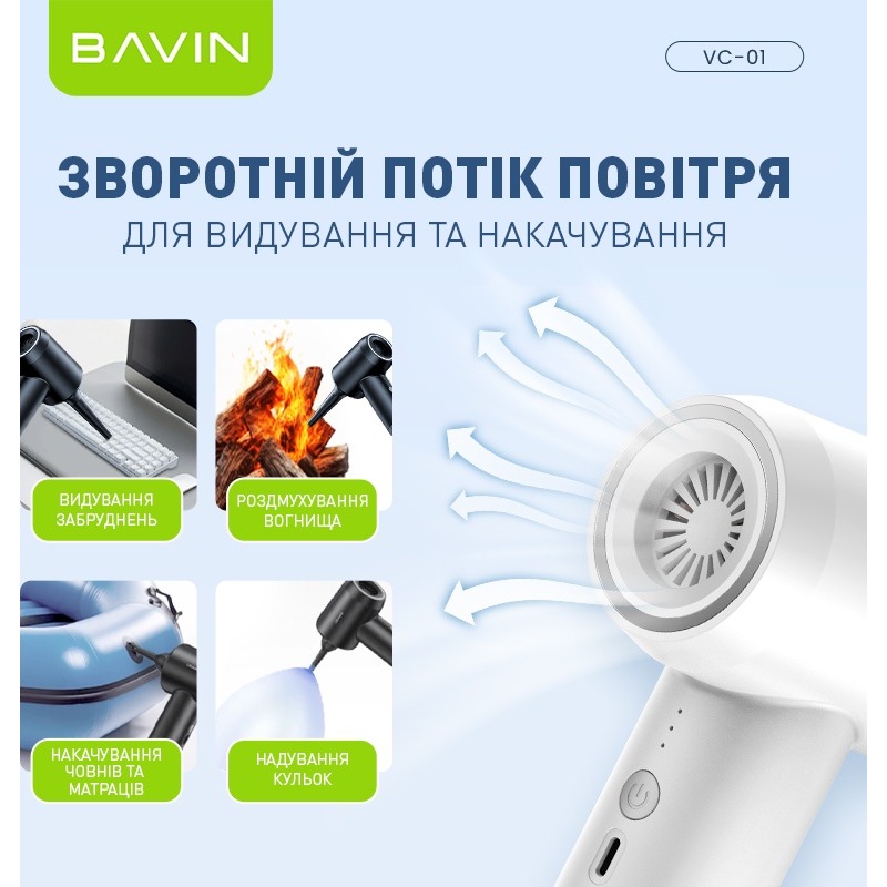 Пылесос автомобильный BAVIN VC01 Black