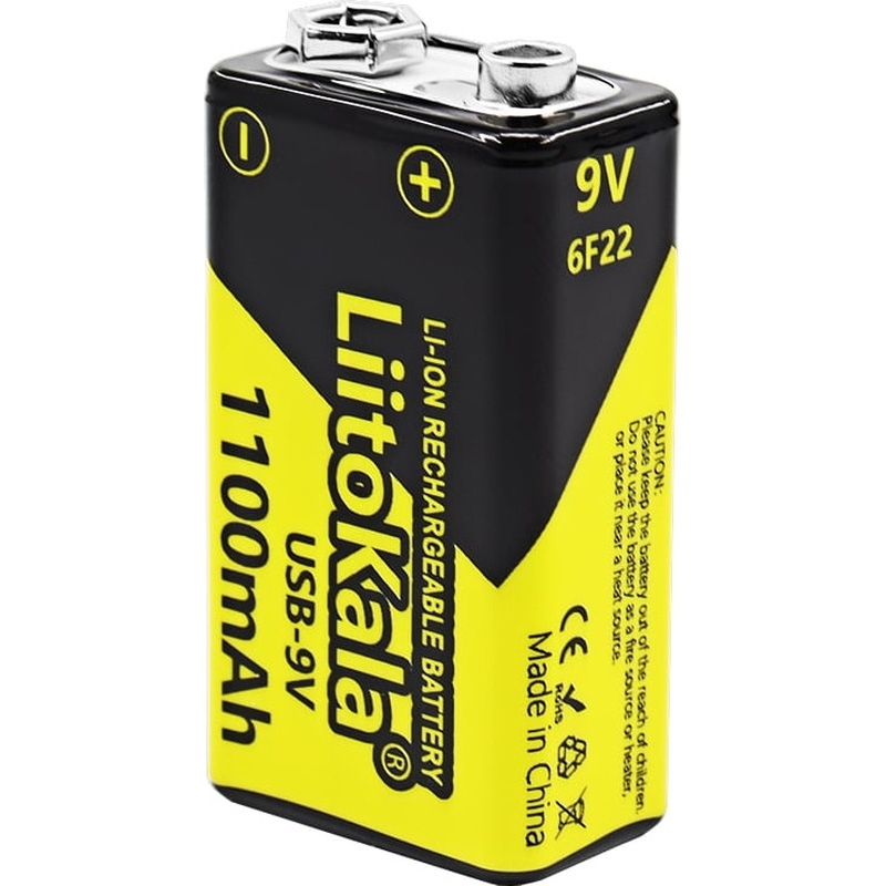 Акумулятор LIITOKALA Li-Ion «Крона» 1100mAh, USB-C заряджання (LII-USB-9V)