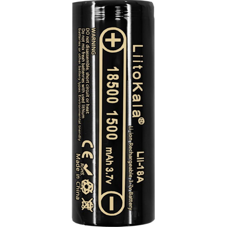Аккумулятор LIITOKALA Li-Ion 18500 1500mAh 3.7V FlatTop (LII-18A)