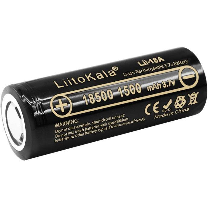 Аккумулятор LIITOKALA Li-Ion 18500 1500mAh 3.7V FlatTop (LII-18A)