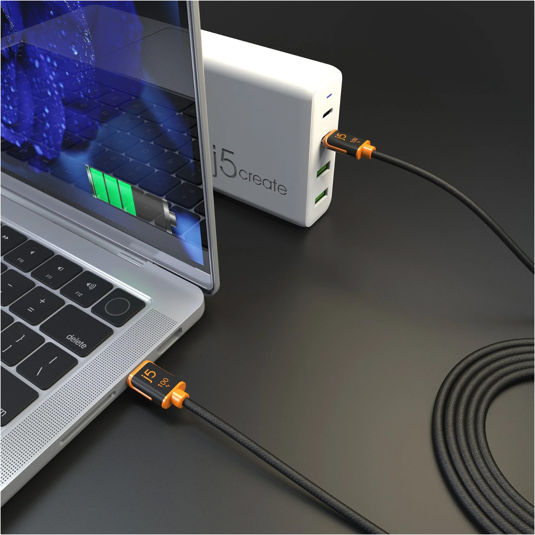 Кабель J5CREATE USB-C 100W Sync & Charge Cable 1.8м (JUCX25L18-N)