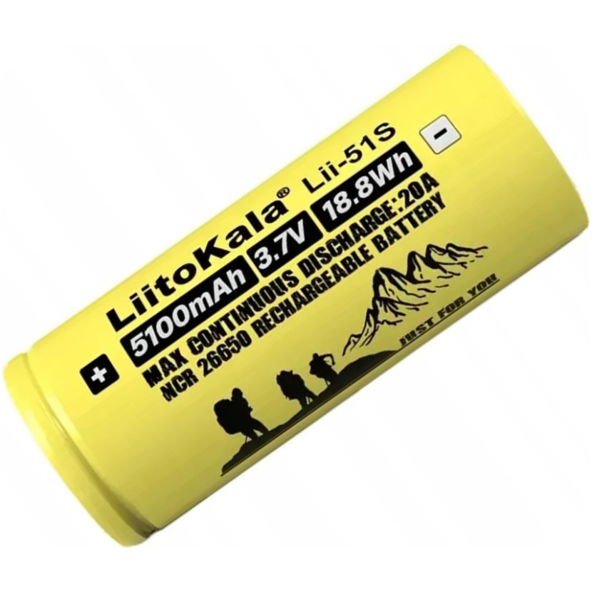 Аккумулятор LIITOKALA Li-Ion 26650 5100mAh 3.7V TipTop (LII-51S-PCB)