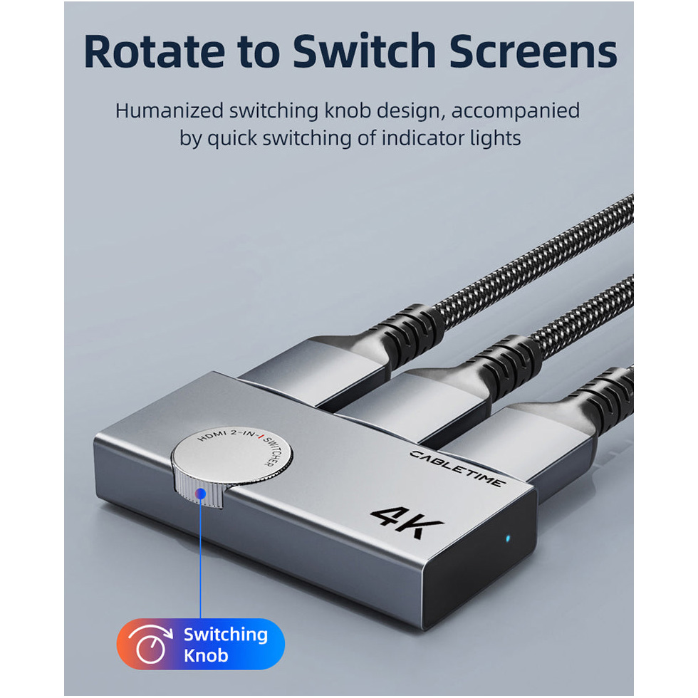 HDMI світч 2 to 1 CABLETIME Bi-Directional 4K 60Hz HDMI 2.0 Switch (CP33G)