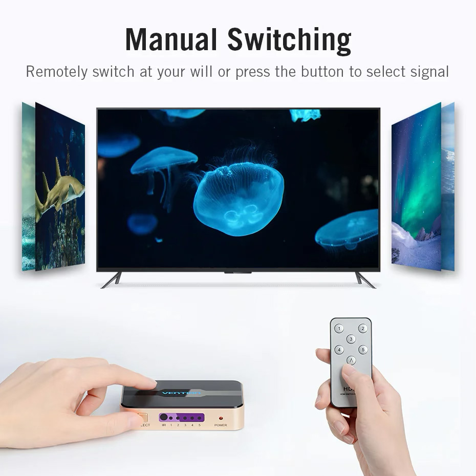 HDMI свитч 5 to 1 VENTION 5-In 1-Out HDMI Switcher 4K@30Hz (ACDG0)