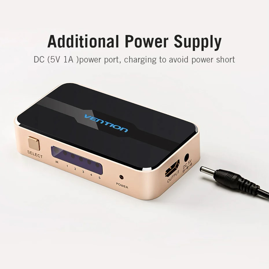 HDMI свитч 5 to 1 VENTION 5-In 1-Out HDMI Switcher 4K@30Hz (ACDG0)