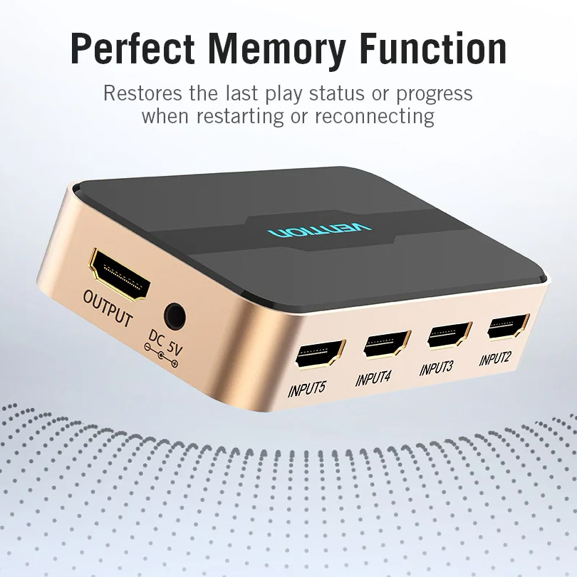 HDMI свитч 5 to 1 VENTION 5-In 1-Out HDMI Switcher 4K@30Hz (ACDG0)