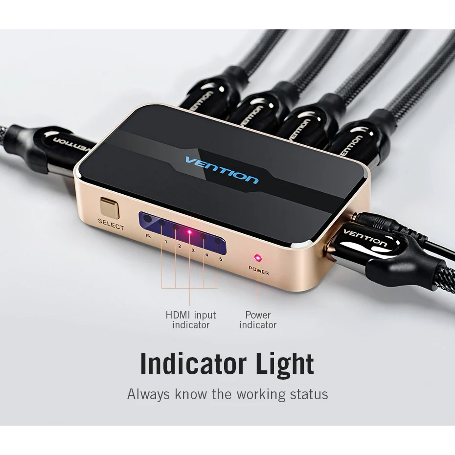 HDMI свитч 5 to 1 VENTION 5-In 1-Out HDMI Switcher 4K@30Hz (ACDG0)