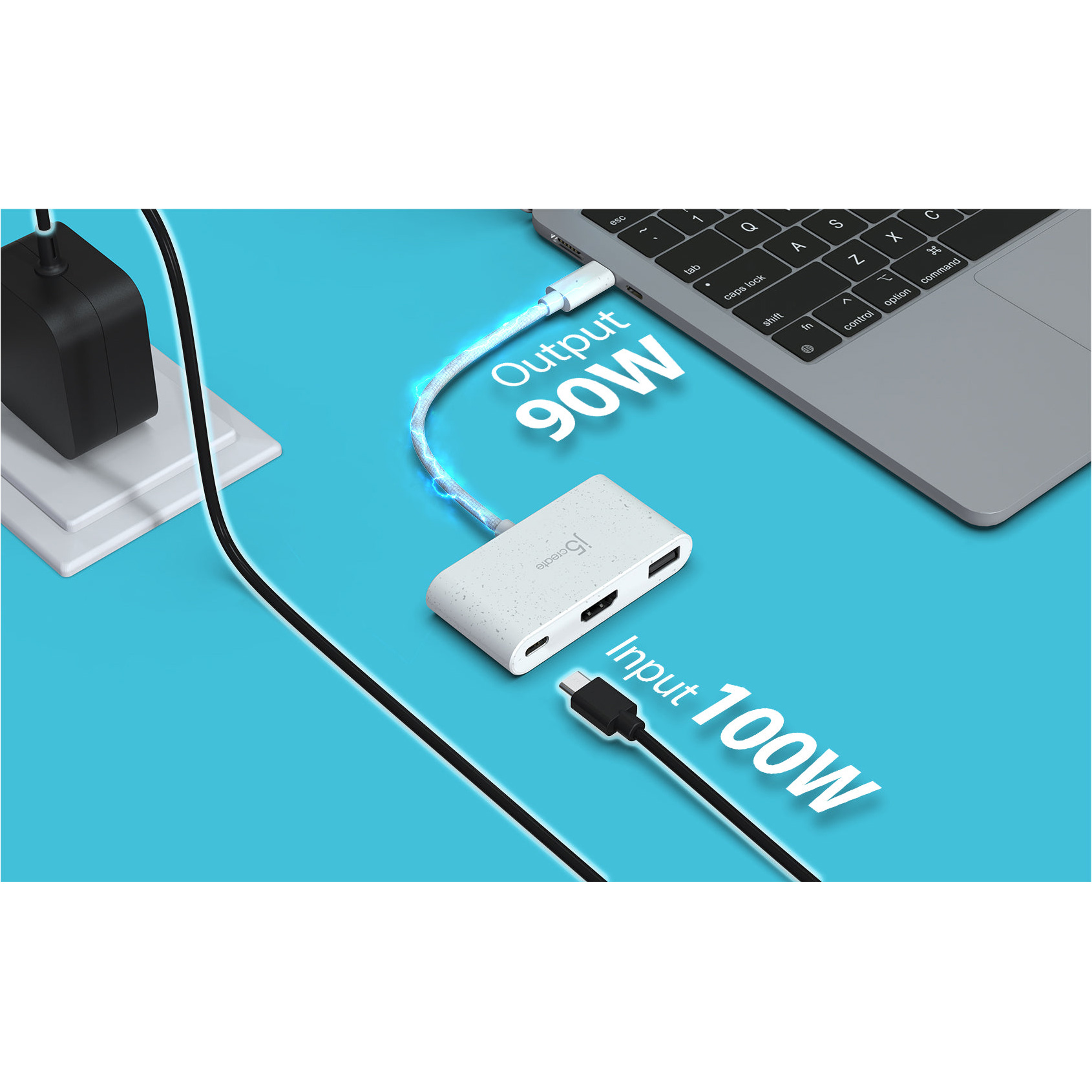 Порт-реплікатор J5CREATE USB-C to HDMI & USB 3.0 with Power Delivery Natural White (JCA379EW-N)