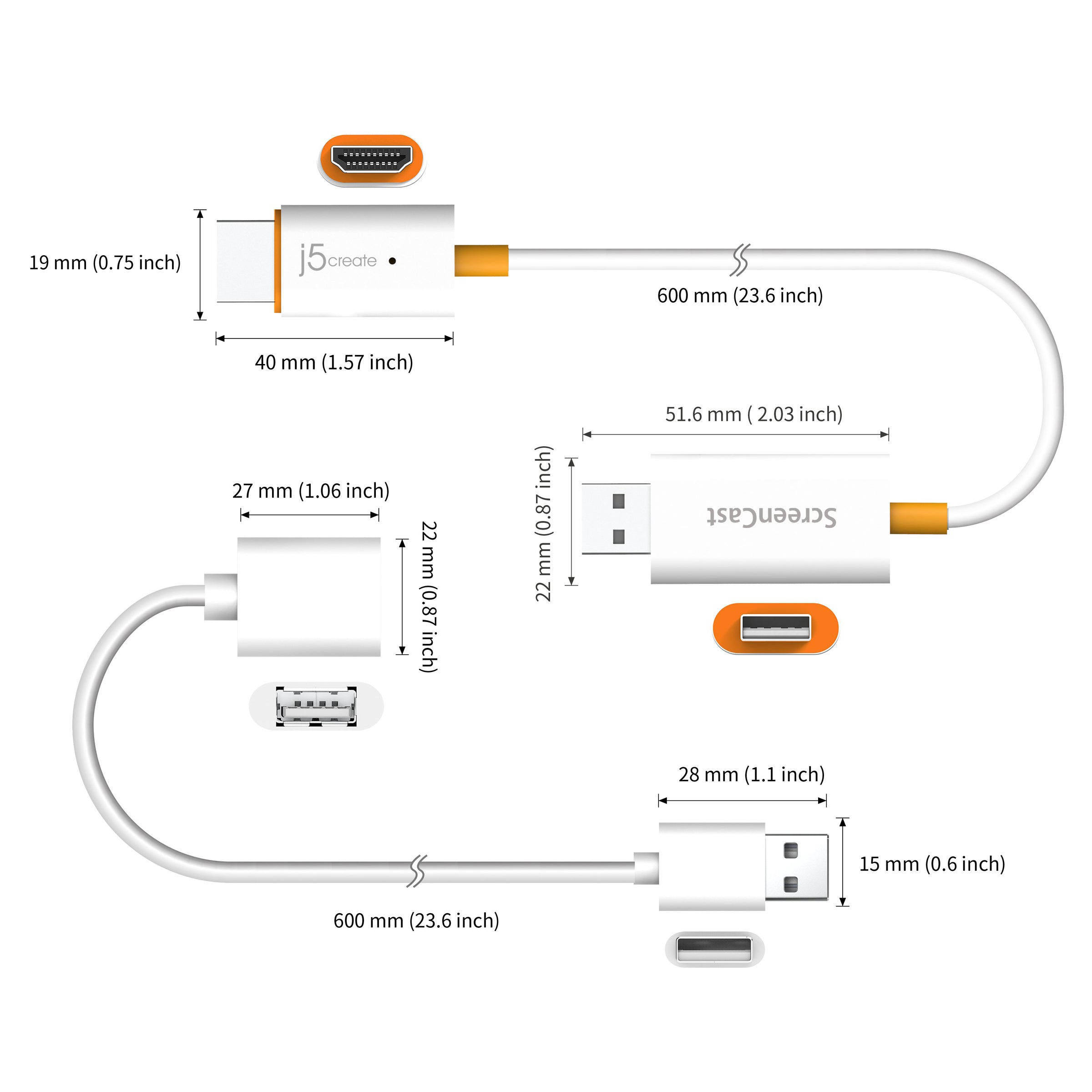 Адаптер J5CREATE ScreenCast Wireless Display Adapter USB - HDMI v1.3 60м White (JVAW56-N)