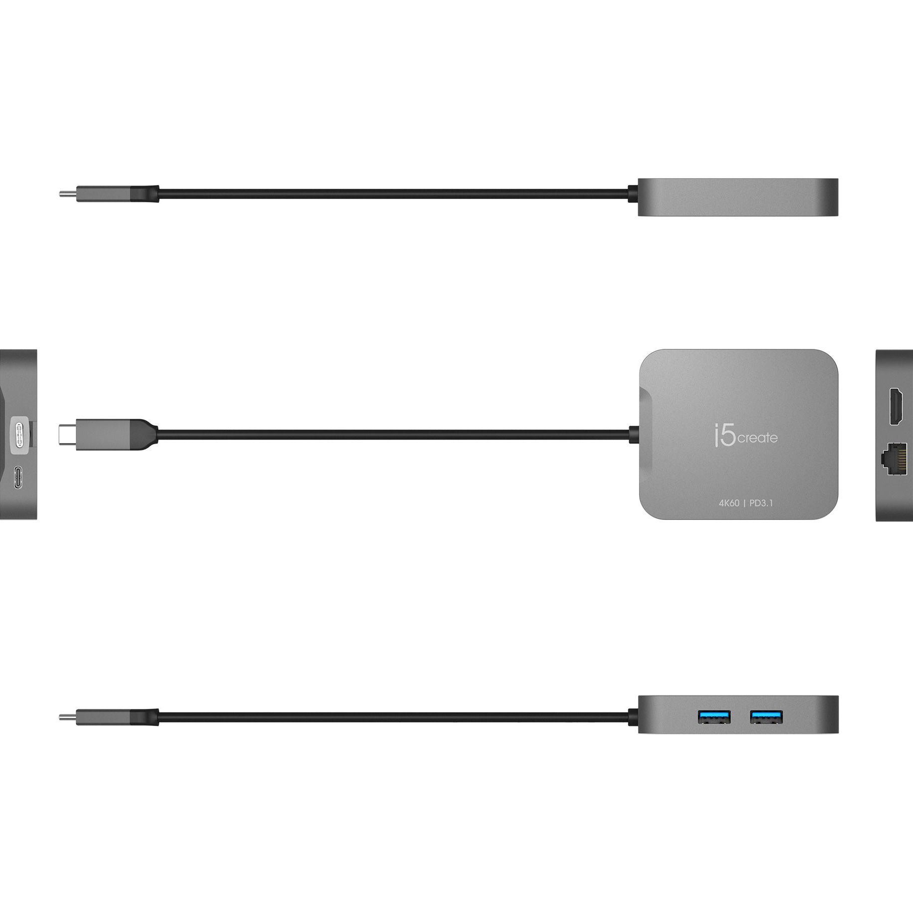 Порт-репликатор J5CREATE 4K60 Elite USB-C Travel Adapter (JCD3191-N)