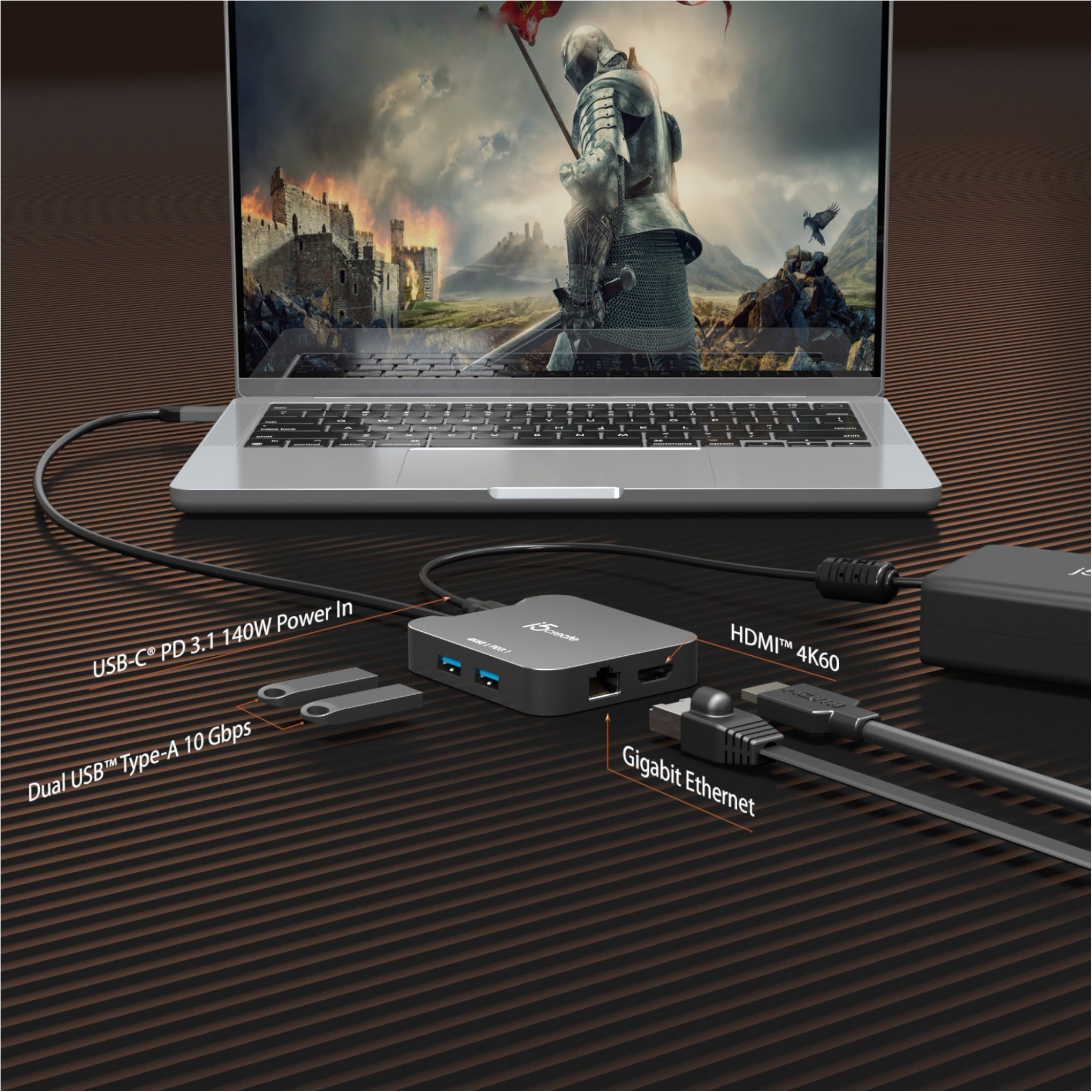 Порт-репликатор J5CREATE 4K60 Elite USB-C Travel Adapter (JCD3191-N)