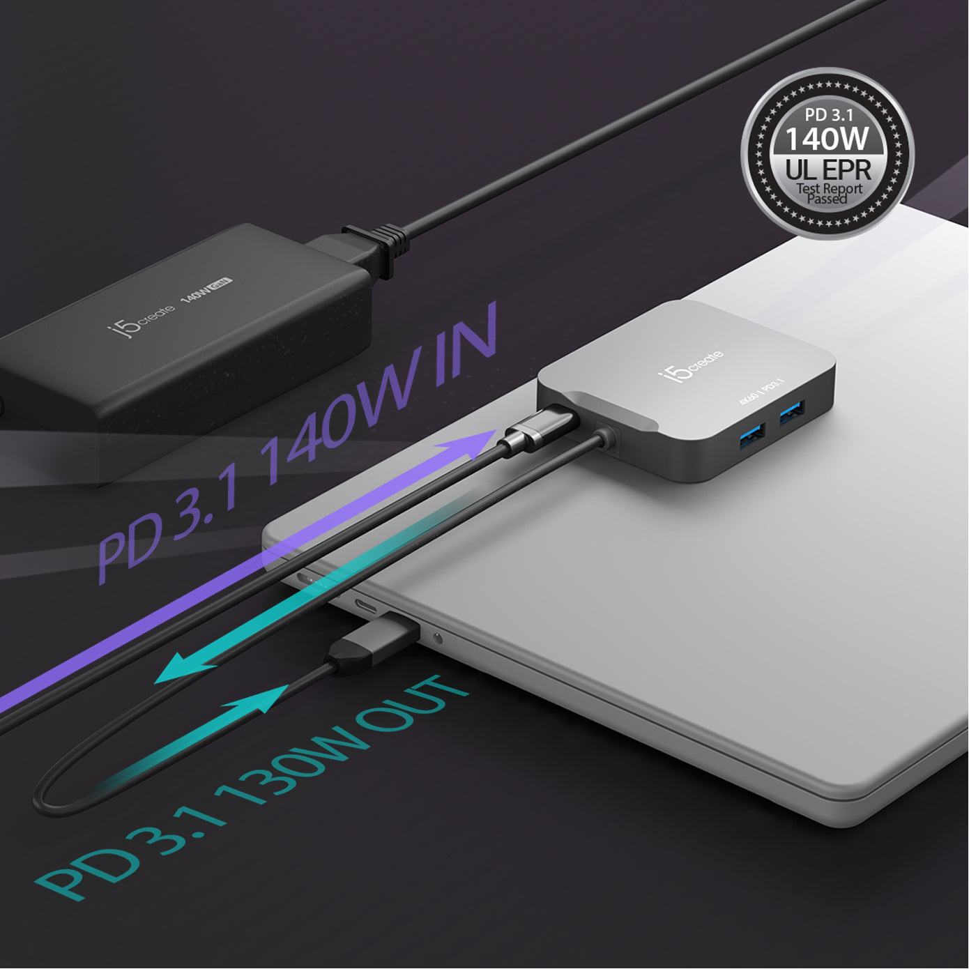 Порт-репликатор J5CREATE 4K60 Elite USB-C Travel Adapter (JCD3191-N)
