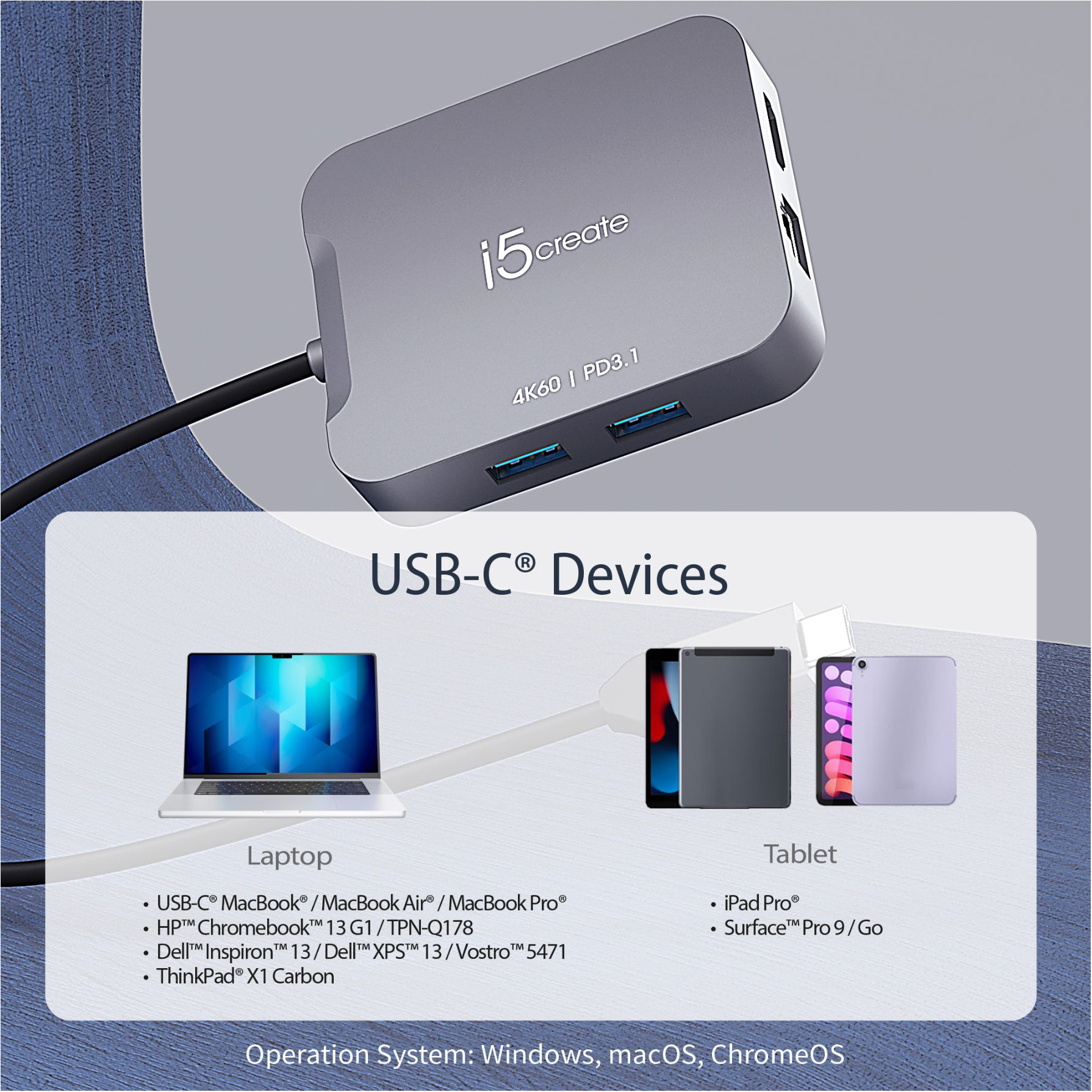 Порт-репликатор J5CREATE 4K60 Elite USB-C Travel Adapter (JCD3191-N)