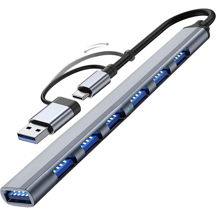 USB-хаб DYNAMODE 7-in-1 USB-C/A to 1xUSB3.0, 6xUSB2.0