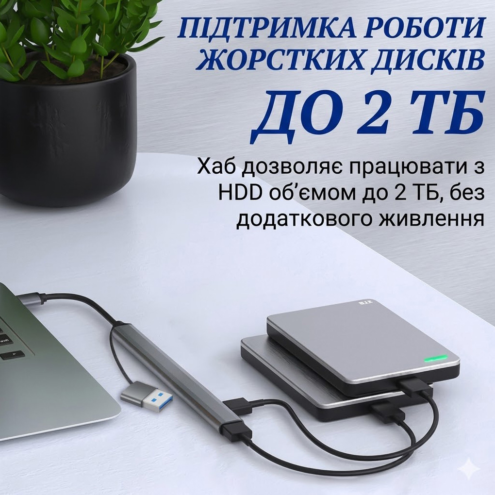 USB-хаб DYNAMODE 7-in-1 USB-C/A to 1xUSB3.0, 6xUSB2.0
