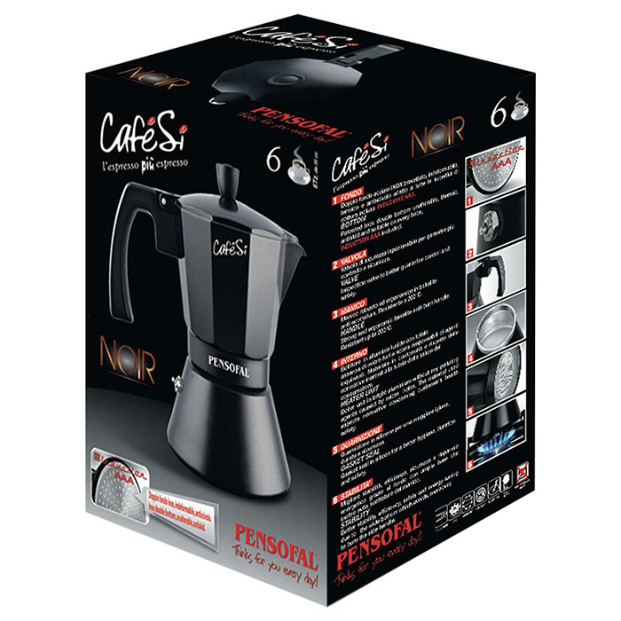 Кавоварка гейзерна PENSOFAL Cafesi Noir Espresso Coffee Maker 6 Cups 300мл (PEN8406)