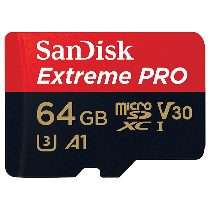 Карта пам'яті SANDISK microSDXC Extreme Pro 64GB UHS-I U3 Class 10 + SD-adapter (SDSQXCG-064G-GN6MA)
