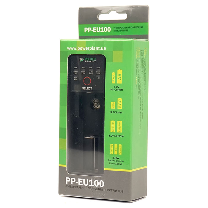 Зарядное устройство POWERPLANT PP-EU100 для аккумуляторов AA/AAA (AA620012)